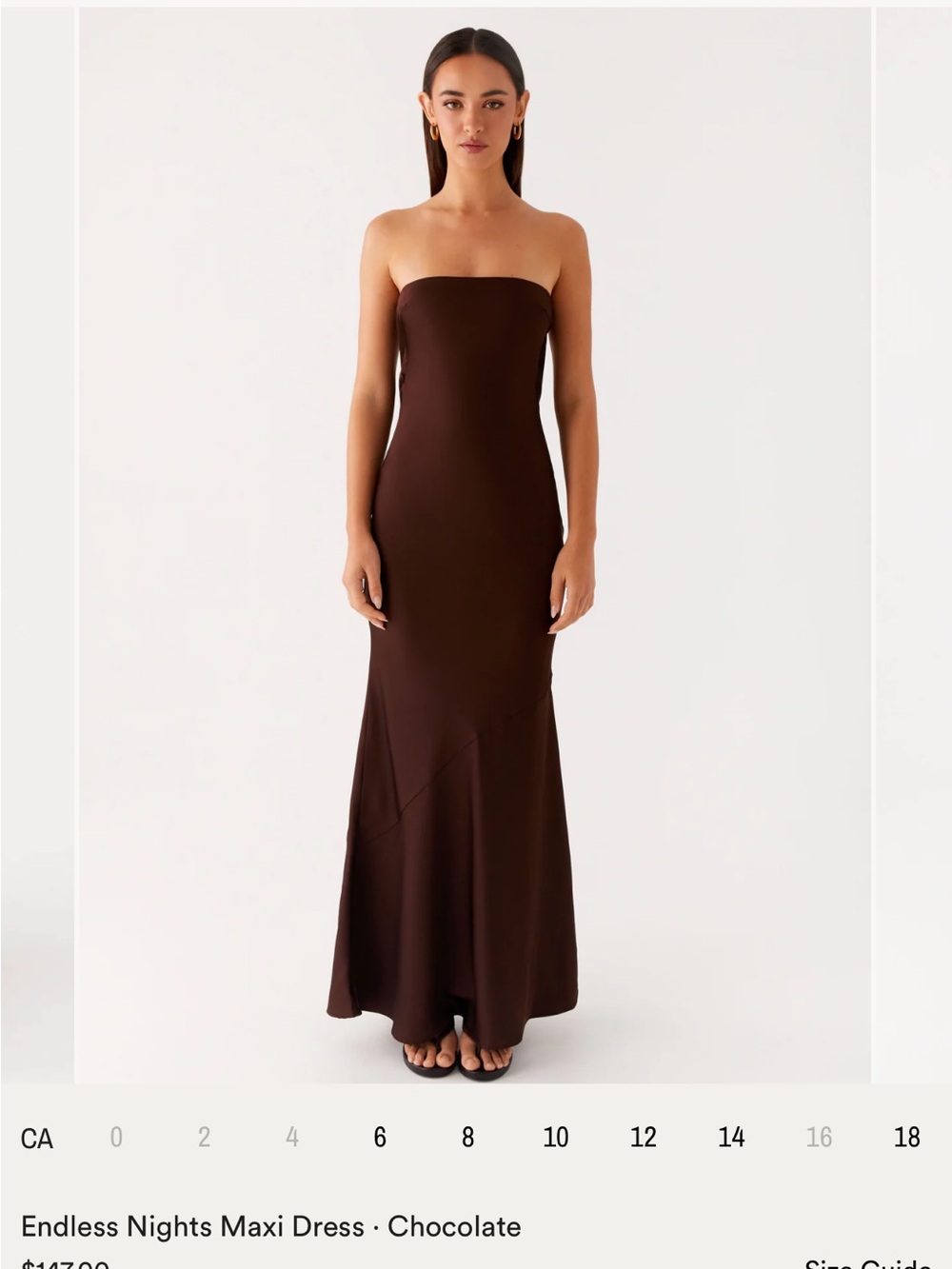 Peppermayo Chocolate Brown Strapless Maxi Dress